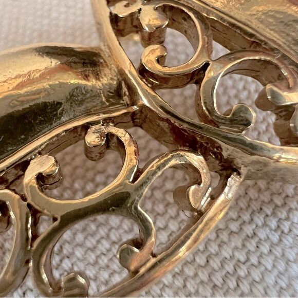 Vintage Gold Tone Boho Retro Dual Leaf Brooch Size 1.5” - Picture 8 of 10